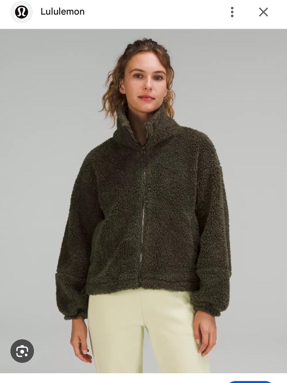 lululemon athletica Olive Green Teddy Fleece Zip Jacket